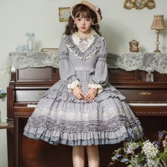 Vintage Embroidery Classic Lolita Dress OP (UN212)